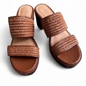 MADEWELL The Kiera Mule Platform Sandal Dried Maple Brown Size 7